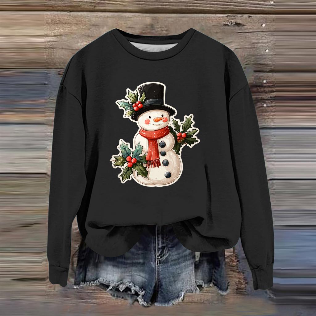 Women's Fashion Casual Long Sleeve Loose Christmas Printed Sweatshirt