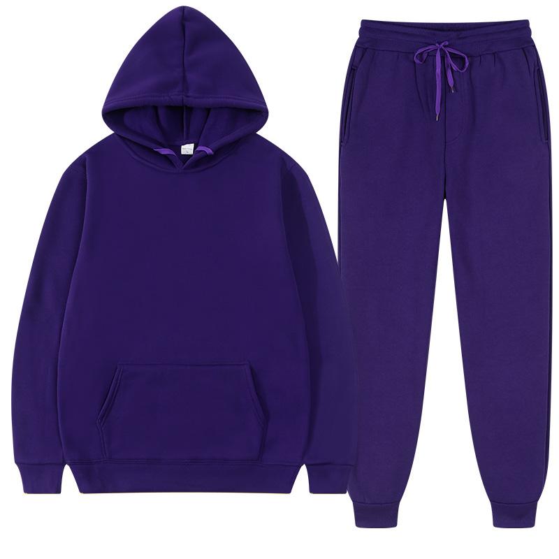 Einfarbig Hoodie Set Tasche Langarm Frauen Hoodie Herbst Casual Jogger Anzug Trainingsanzug Sweatshirt Frau Pullover Chandals Hombre