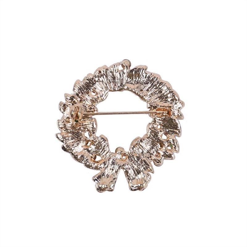 1Pc New Fashion Design Red Enamel Bell Crystal Christmas Brooch Pins Colorful Christmas Wreath