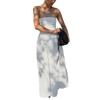 tube top dress European and American summer new holiday off-the-shoulder pleated high-waisted long dress