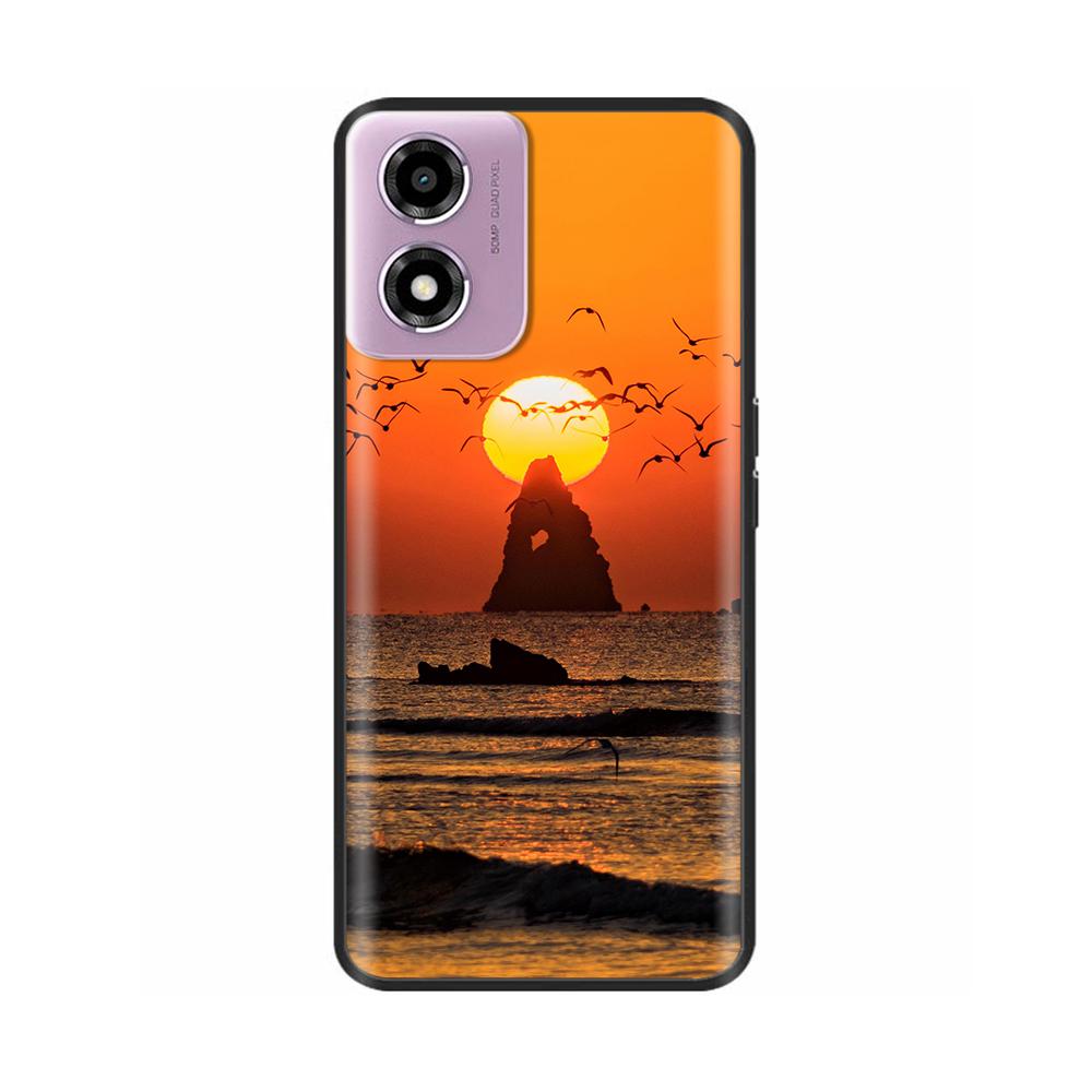 Für Motorola Moto E14 Hülle Niedliche Bemalte Weiche Schwarze Silikonhülle 6,56'' Stoßfeste Handyhülle Für Motorola E14 E 14 MotoE14 Taschen