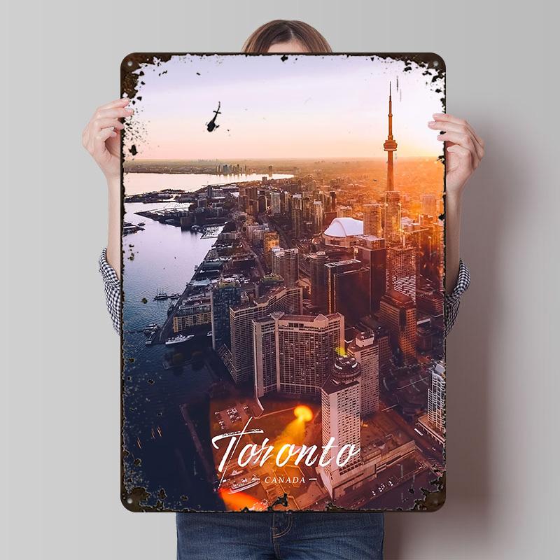 Toronto Printed Posters Customizable Wall Art Retro Vintage Metal Tin Signs for Home Room Mancave Decoration Garage Custom Plate