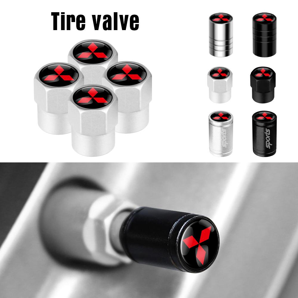 cyhk7 4Pcs Car Metal Wheel Tire Valve Caps Tyre Stem Cover Accessories For Mitsubishi 9 Ralliart ASX L200 Colt Outlander Pajero Lancer