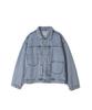 Anglan Pleated Wide Denim Jacket - Washed Blue
