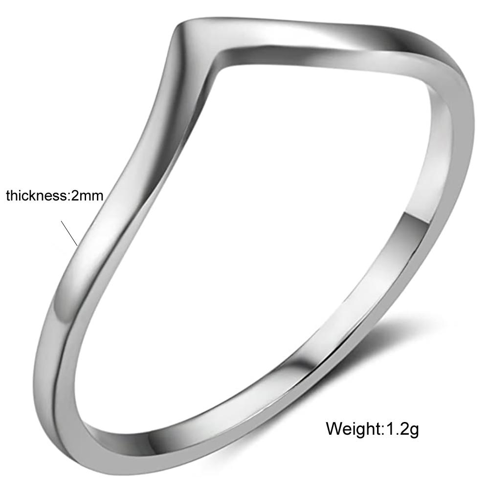 Fashion V Ring Stainless Steel Simple Design Weeding Ring for Women