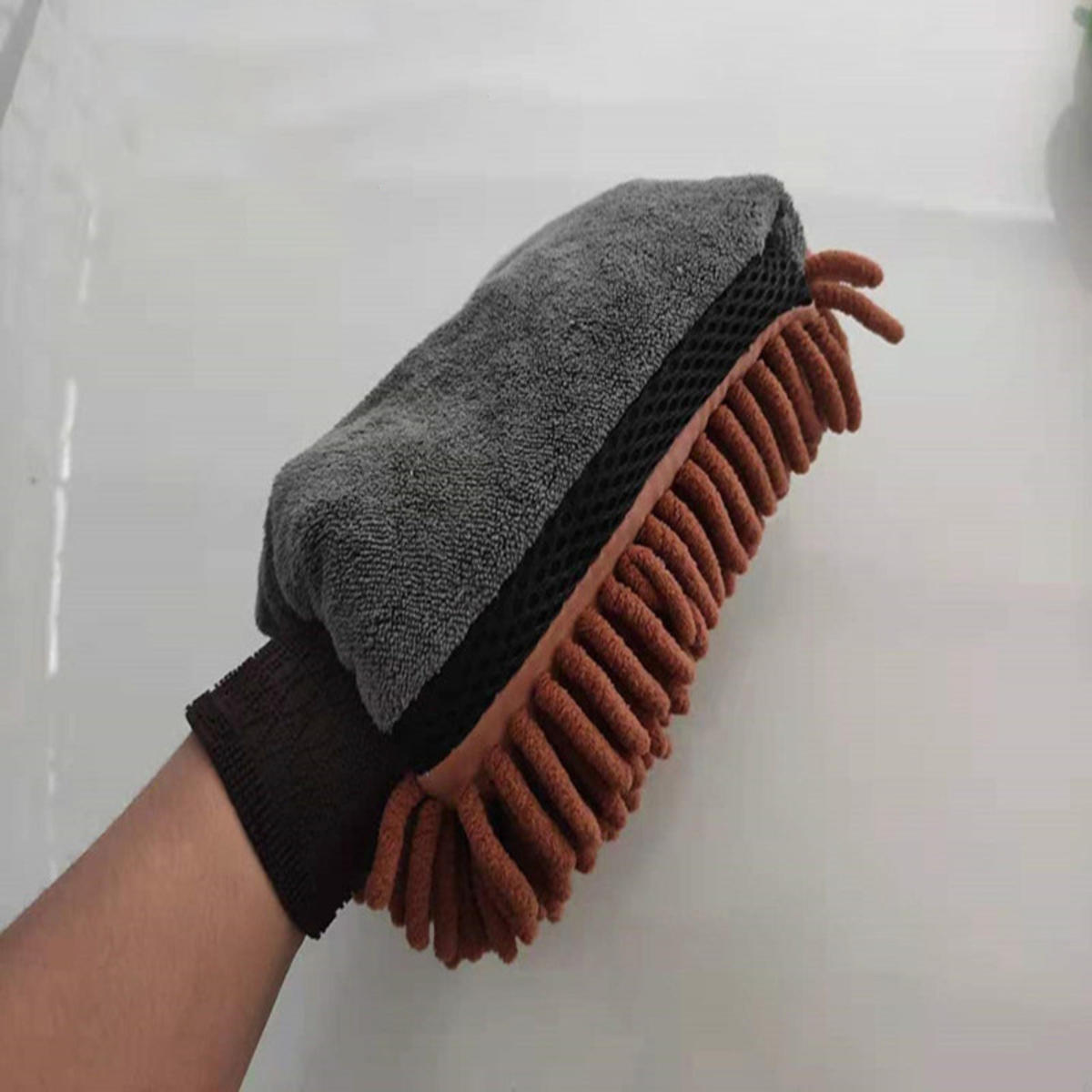 

Car Washing Gloves Waterproof Chenille Gloves Car Cleaning Mitt Detailing Brush Auto Care Double-faced Glove one size кавовий