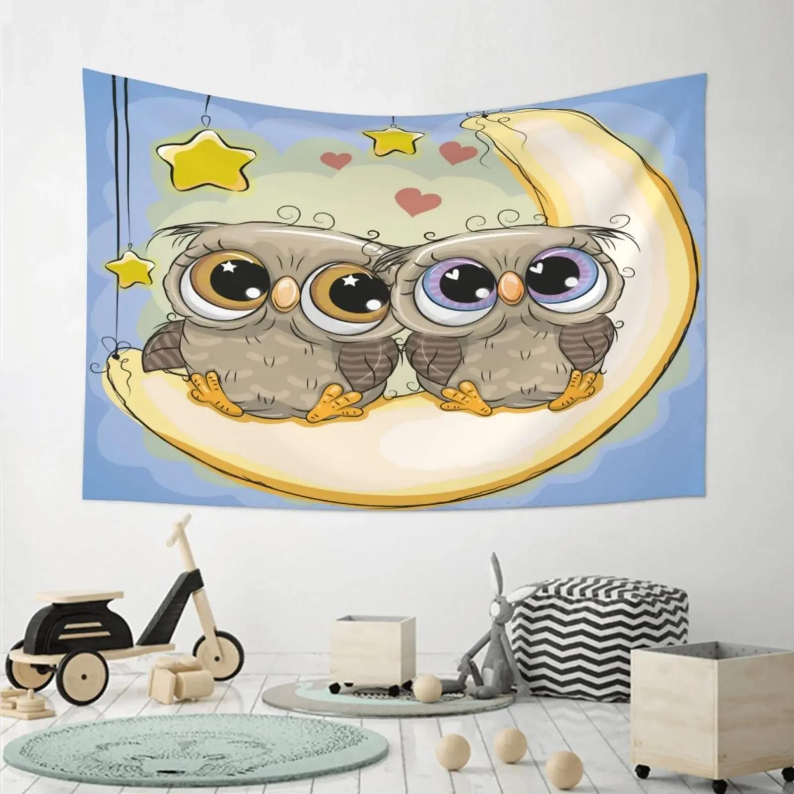 

Гобелен с рисунком милой совы для офиса, гостиной, настенный гобелен для дома 100x75cm
