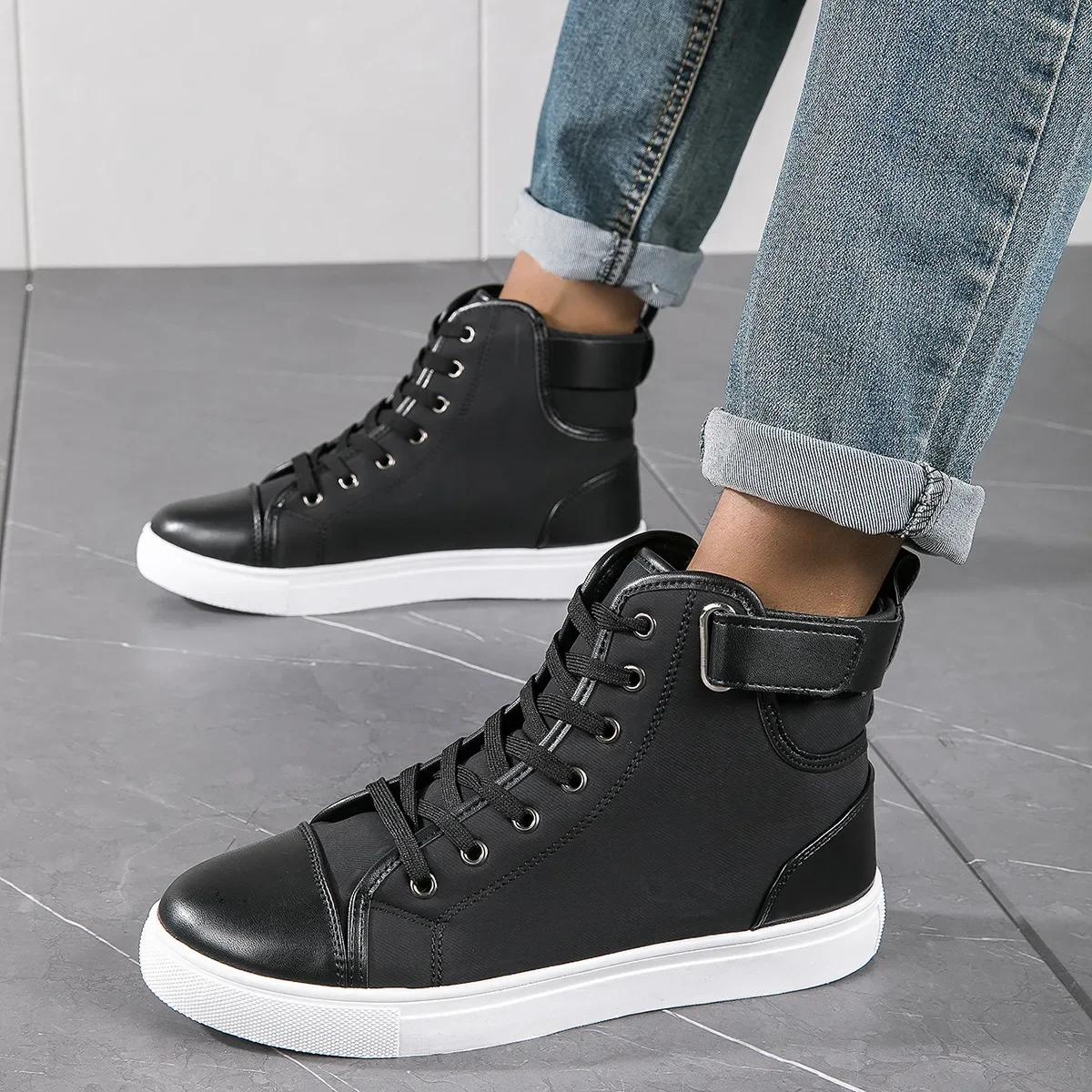 Nieuwe Collectie Heren Hoge Casual Schoenen Zomer Hoge Sneakers Hoge Kwaliteit Retro Mode Heren Laarzen Werklaarzen voor Mannen 48 white