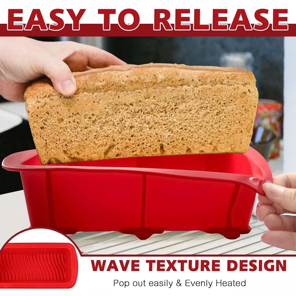 Silicone Bread and Loaf Pans Non-stick  Flexible Silicone Baking Molds for Homemade Breads, Cakes, Meatloaf, Brownies