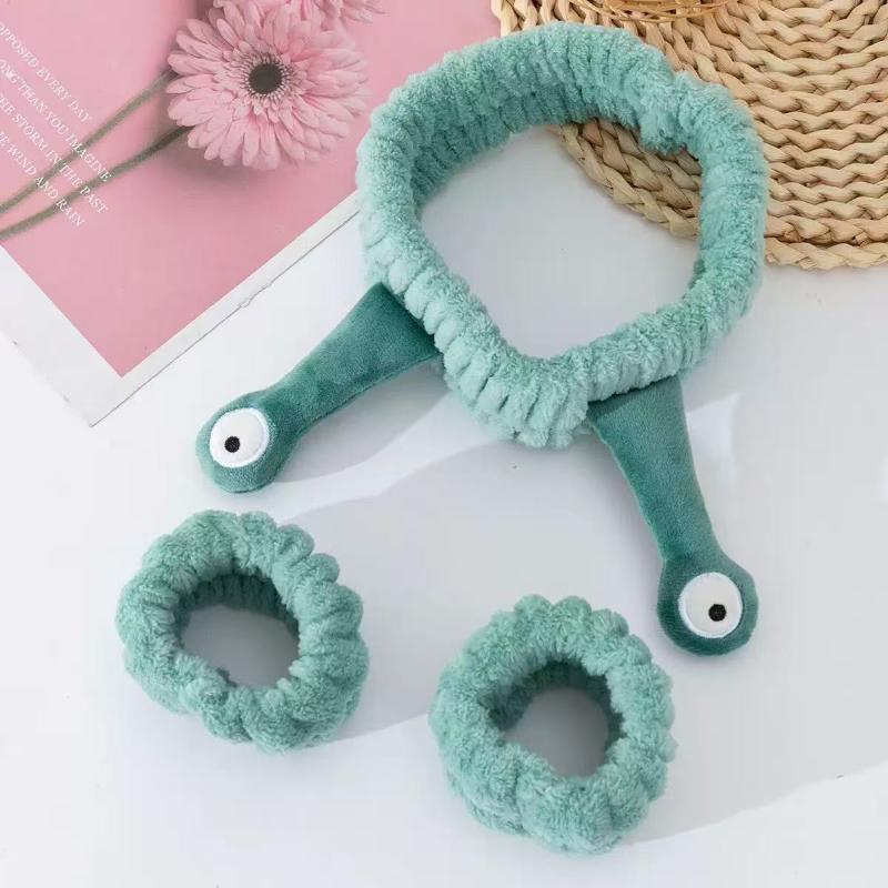 Animal Ears Headband With Fluffy Ball Soft Coral Fleece Elastic Band For Women Makeup Face Washing Skin Care Cosmetic