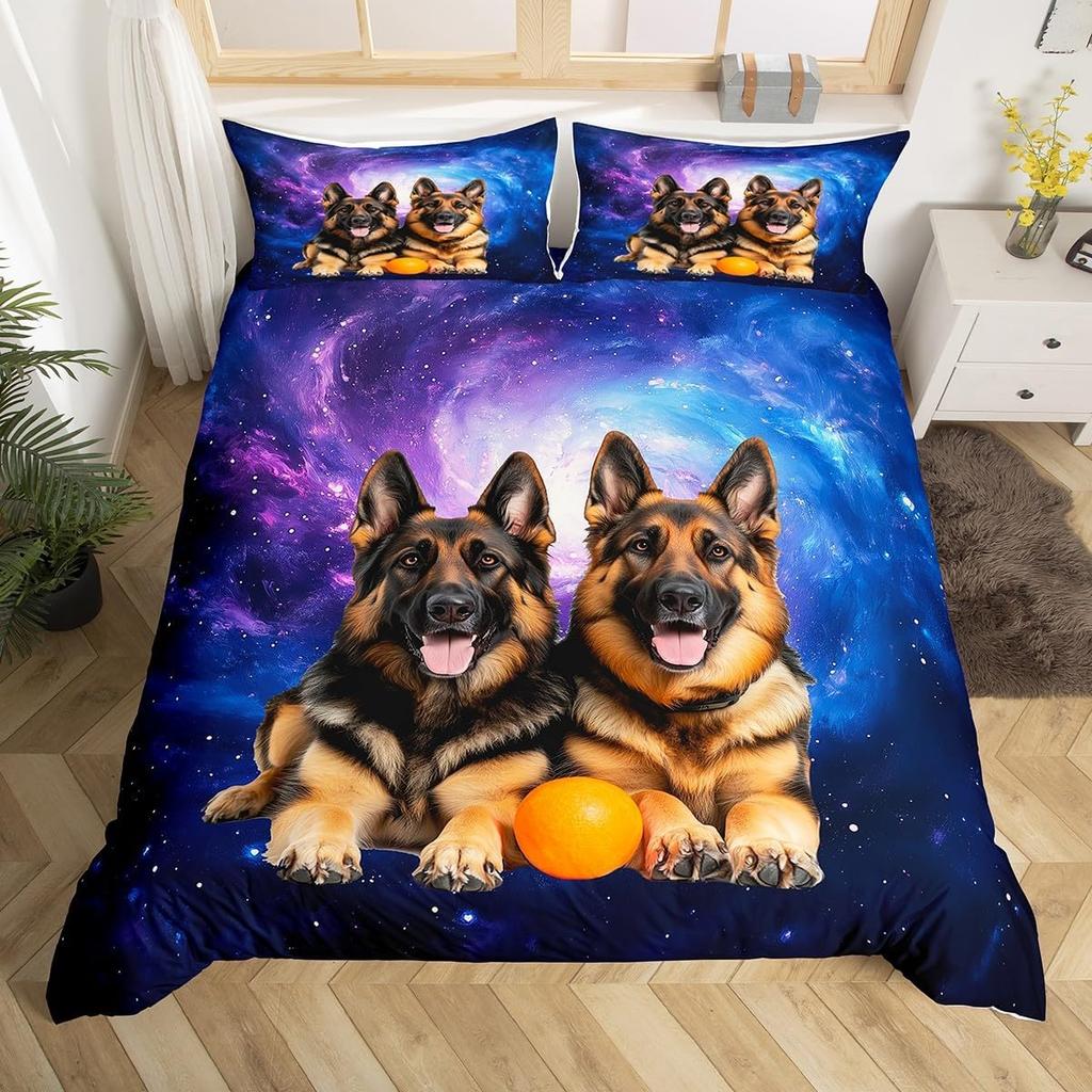 Bettbezug mit Hundeprint 3D Deutscher Schäferhund Welpe Print Bettwäsche-Set für Kinder Jungen Mädchen Kinder Haustier Tier Thema Bettdeckenbezug
