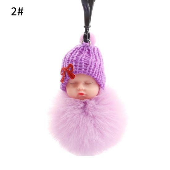 Bola de boneca de pelúcia fofa para bebê dormindo com laço fofo?Pingente?Porta-chaves