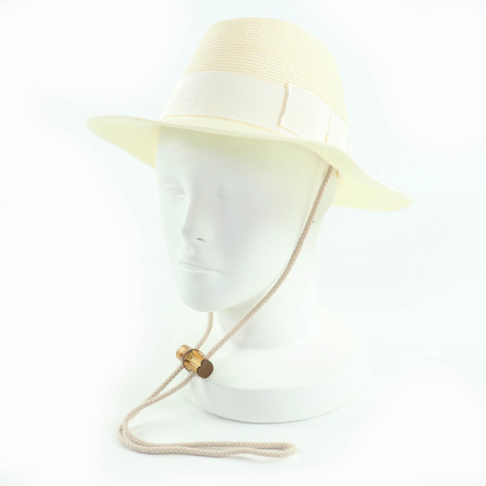 

Pristine GUCCI hat Fedora Straw Hat Ivory polypropylene Women S 747994 Used