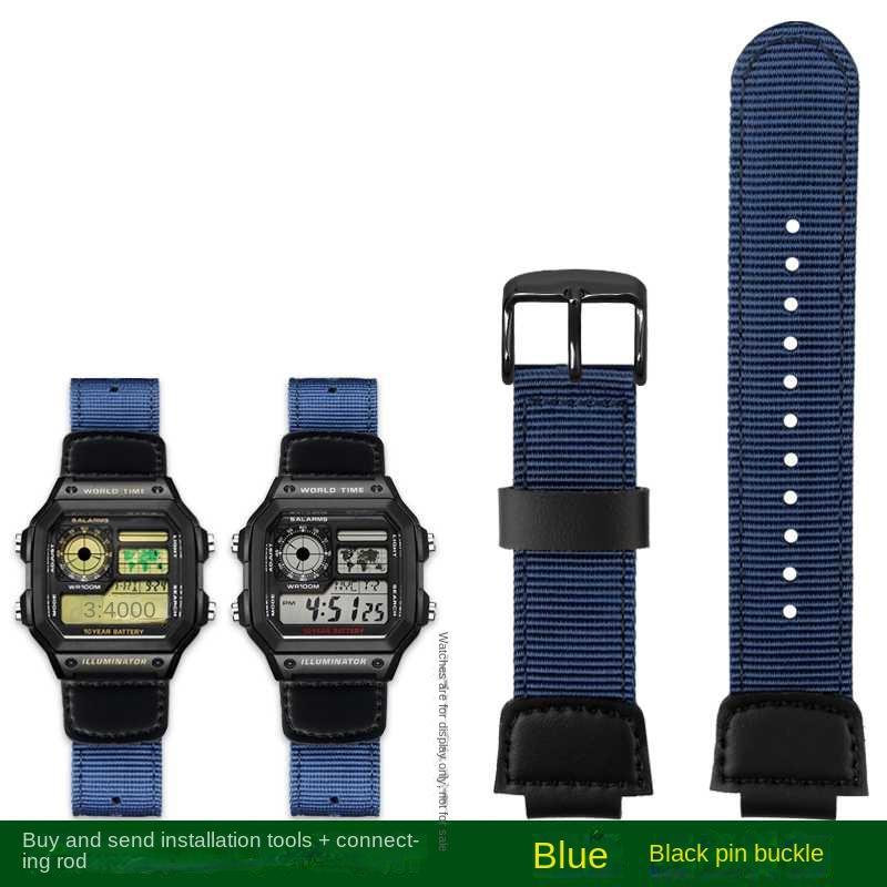 18mm Hochwertiges Weiches Dünnes Nylon Rindsleder Armband Geeignet für Casio AQ-S810W SGW-300 AE1200 w218h Stahlring Herren Armband