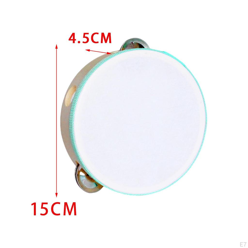 Double Rows Tambourine Wooden Tambourine, Percussion Drum, Metal Bell Hand Drum for
