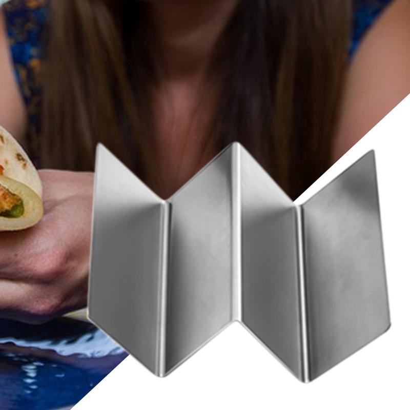 Taco Holder Stand Stainless Steel Tray W-Shaped Taco Holder Kitchen Dining Room Cafeteria Rustproof Taco Holder Space-Saving