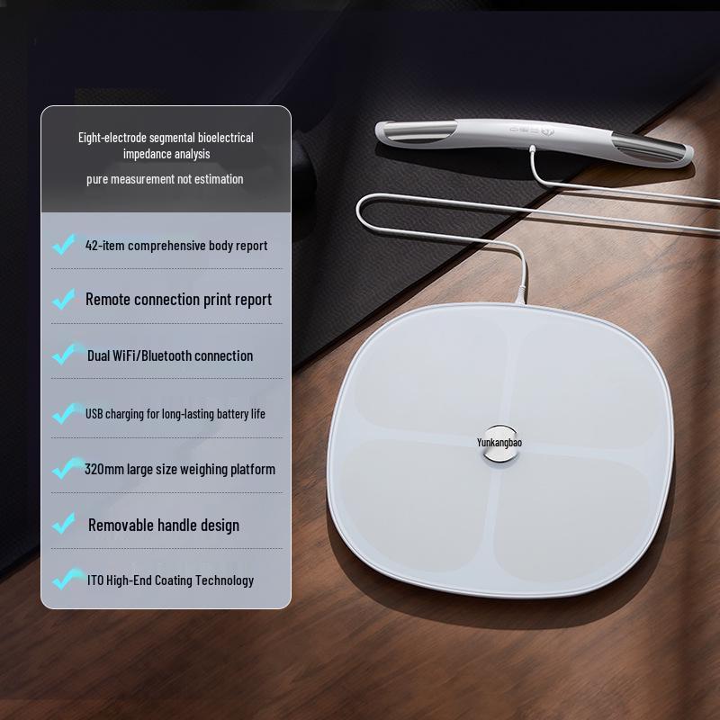 Yun Kang Bao Smart Bluetooth WiFi Body Fat Scale with Eight Electrodes for Accurate Household Measurement