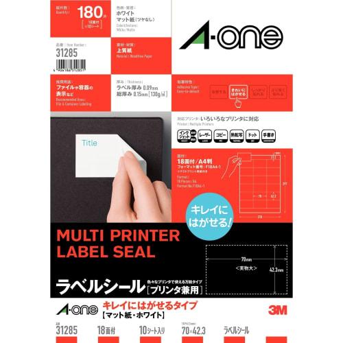 A-One Label Sticker, Easy To Peel Off, Matte Paper, 18 Sides, 10 Sheets 31285