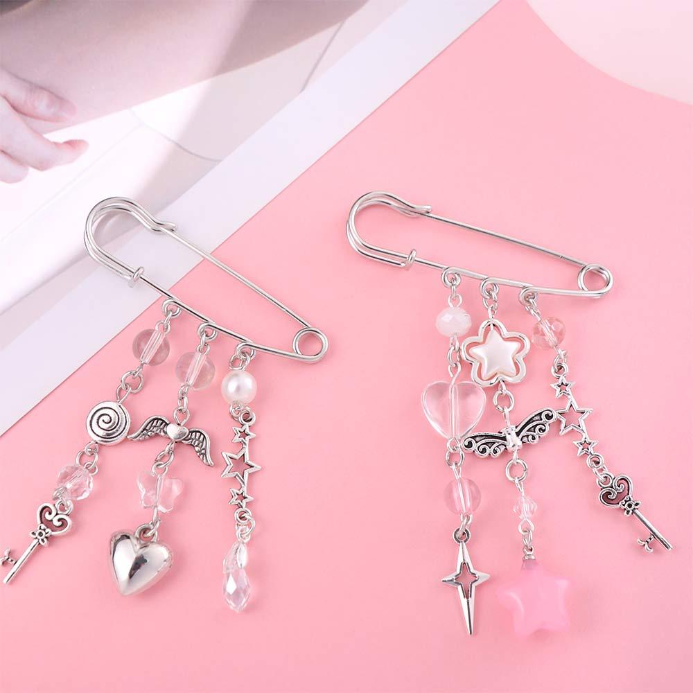 Bag Charm Sweet Brooch Clip Y2k Gothic Beaded Brooch Aesthetic Beaded Bag Pins  Bag Accessories