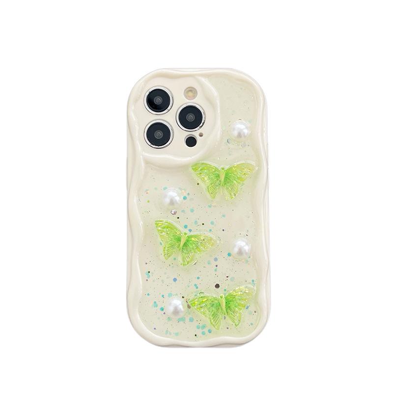 Three-Dimensional Butterfly Pearl Mobile Phone Case Is Suitable For Apple 17Promax Fine Hole All-Inclusive Anti-Drop Iphone14 Bow Tie 16.