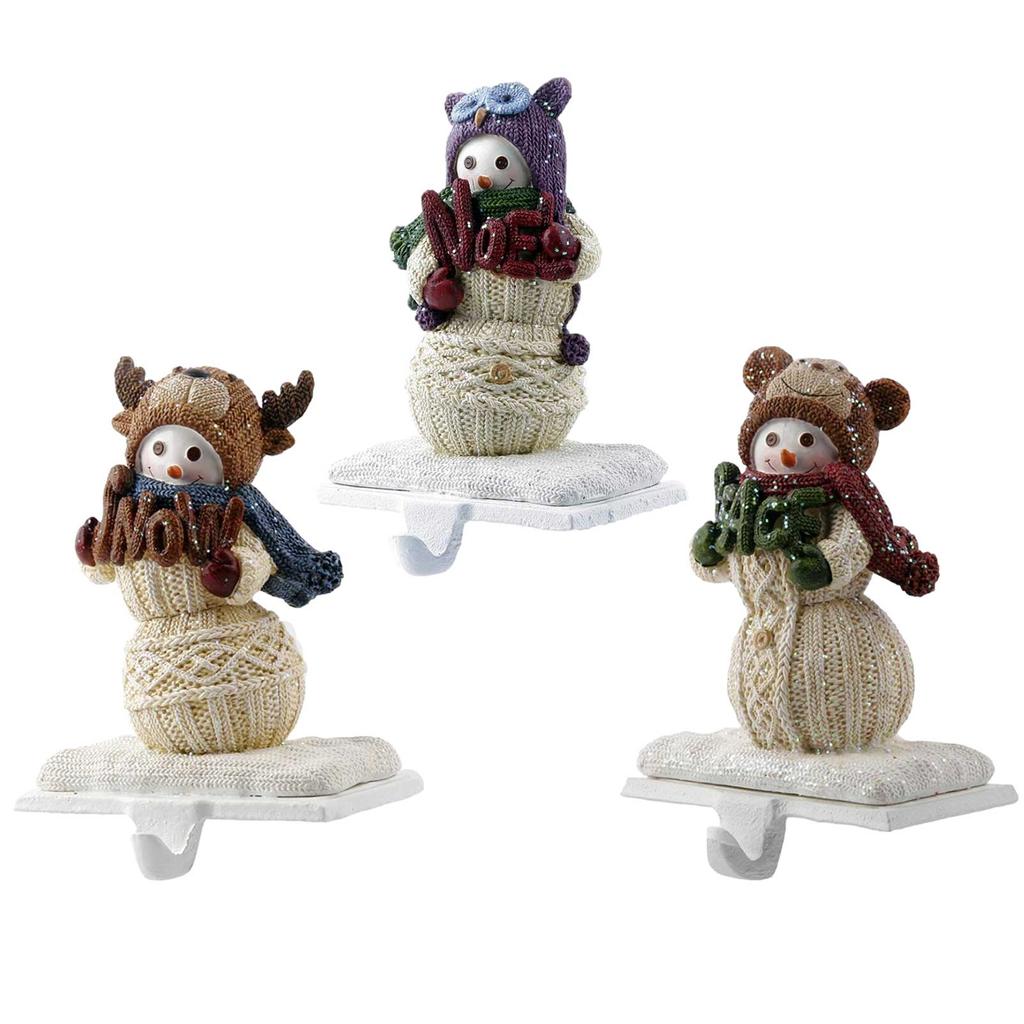 Stocking Hooks Resin Metal Stocking Hanger Snowman With Owl Little Bear Reindeer Heats Stocking Holder Christmas New Year Decor