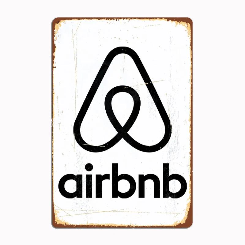 Vintage Airbnb Logo 1 Metallskilt Plakat Veggdekor Kino Stue Veggmaleri Morsomt Blikkskilt Kjøkken Soverom Kafé Bar Pub Stue