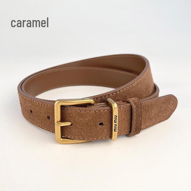 

Женский винтажный замшевый нубуковый кожаный пояс на талию с пряжкой-булавкой - Универсальный для юбок и джинсов 105cm