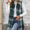 Women's Fashion Trend Vests for Autumn and Winter Contrasting Stripes Checkered Button Up Sleeveless Cardigans