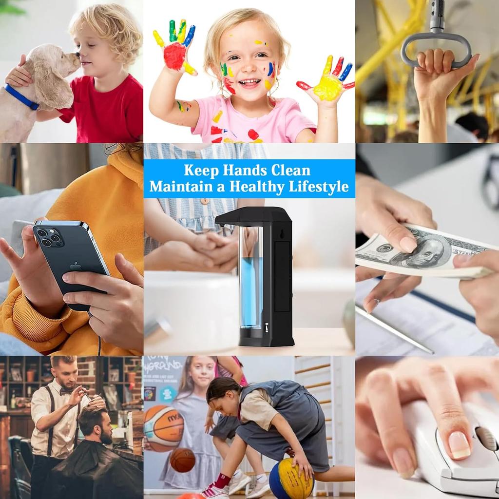 Automatic Soap Dispenser, 17oz/500ml Touchless Soap Dispenser, Plastic Hand Soap Dispenser for Kitchen Bathroom, with 7 Levels Adjustable Soap