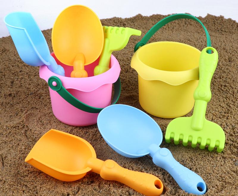 4Pcsset Beach Toy Set For Kids Soft Rubber Play Sand Tools Sand Bucket Beach Shovel Toys Summer Children Playing With Sand Toys