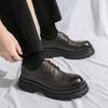 Autumn New Fashion Business Dress Casual Big Head Leather Shoes Men's Platform Heightening Versatile Trend Derby Shoes