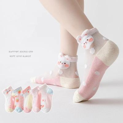 5 Paare/los Sommer Weiche Baumwolle Mädchen Socken Atmungsaktive Kinder Kurze Söckchen Kinder Spitze Prinzessin Mesh Cartoon Socken