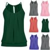 Women's Summer Fashion Round Neck Color Loose Pleated Camisole Top