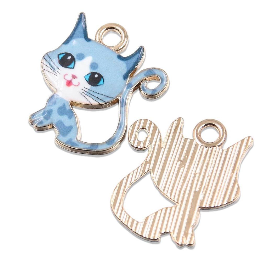 9-Color Creative Long-Tailed Cat Pendant (21x24mm, KC Gold) – Cute and Unique Ornament