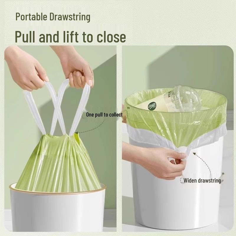 Mugwort Scented Extra-Thick Disposable Kitchen and Dorm Garbage Bags with Drawstring - Large and Portable