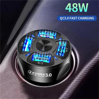 Carregador de Carro Universal 4 Portas USB 3A QC3.0 Carregamento Rápido Para 12 Máx Acessórios de Carro Carregador de Telefone de Carro Portátil