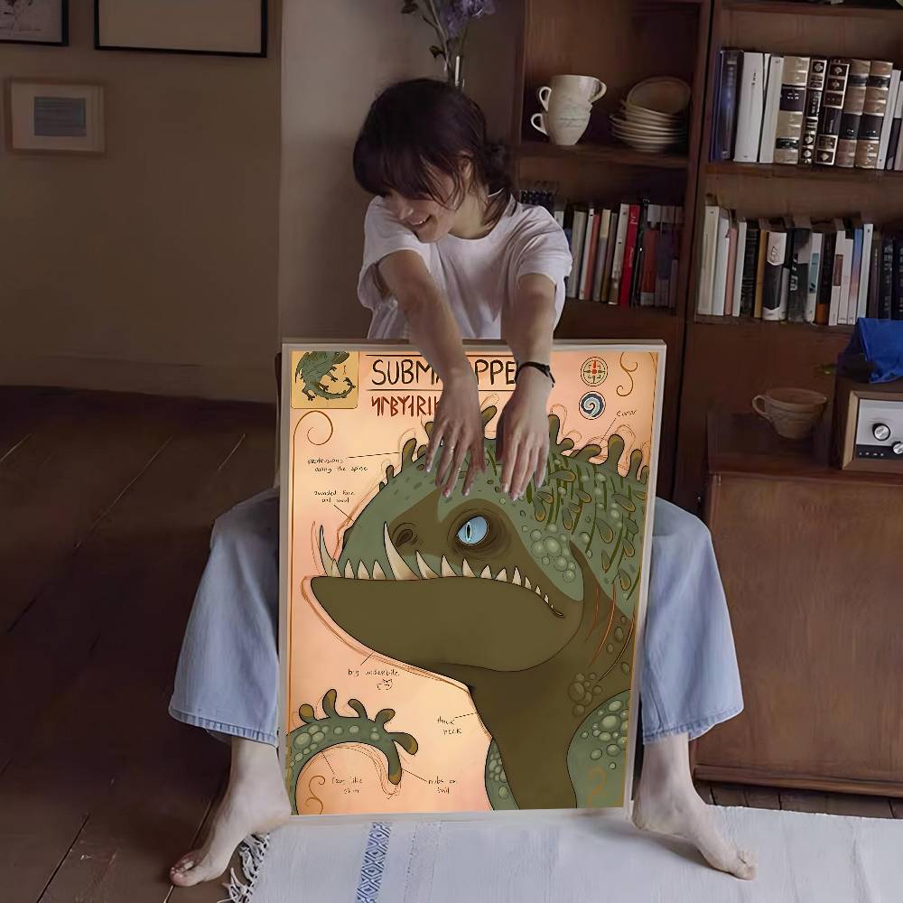 H-How To T-Train Your D-Dragon Whitepaper Poster Retro Kraft Paper Sticker DIY Room Bar Cafe Vintage Decorative Painting