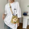 Cute Girl Crossbody Bag Casual Shoulder Bag Women Japanese Minimalist Drawstring Bucket Bag New Floral Design