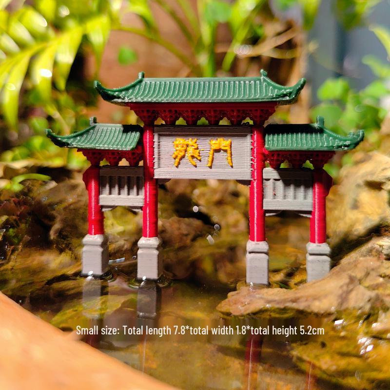 Ancient Chinese Paifang Rockery Bonsai Micro Landscape Ornaments