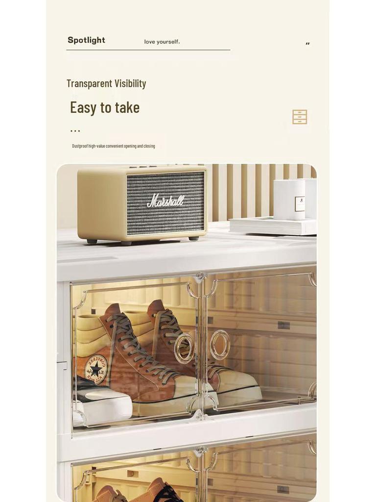 Double-Row Multi-Layer Foldable Shoe Cabinet with Dustproof AJ Storage Display Rack