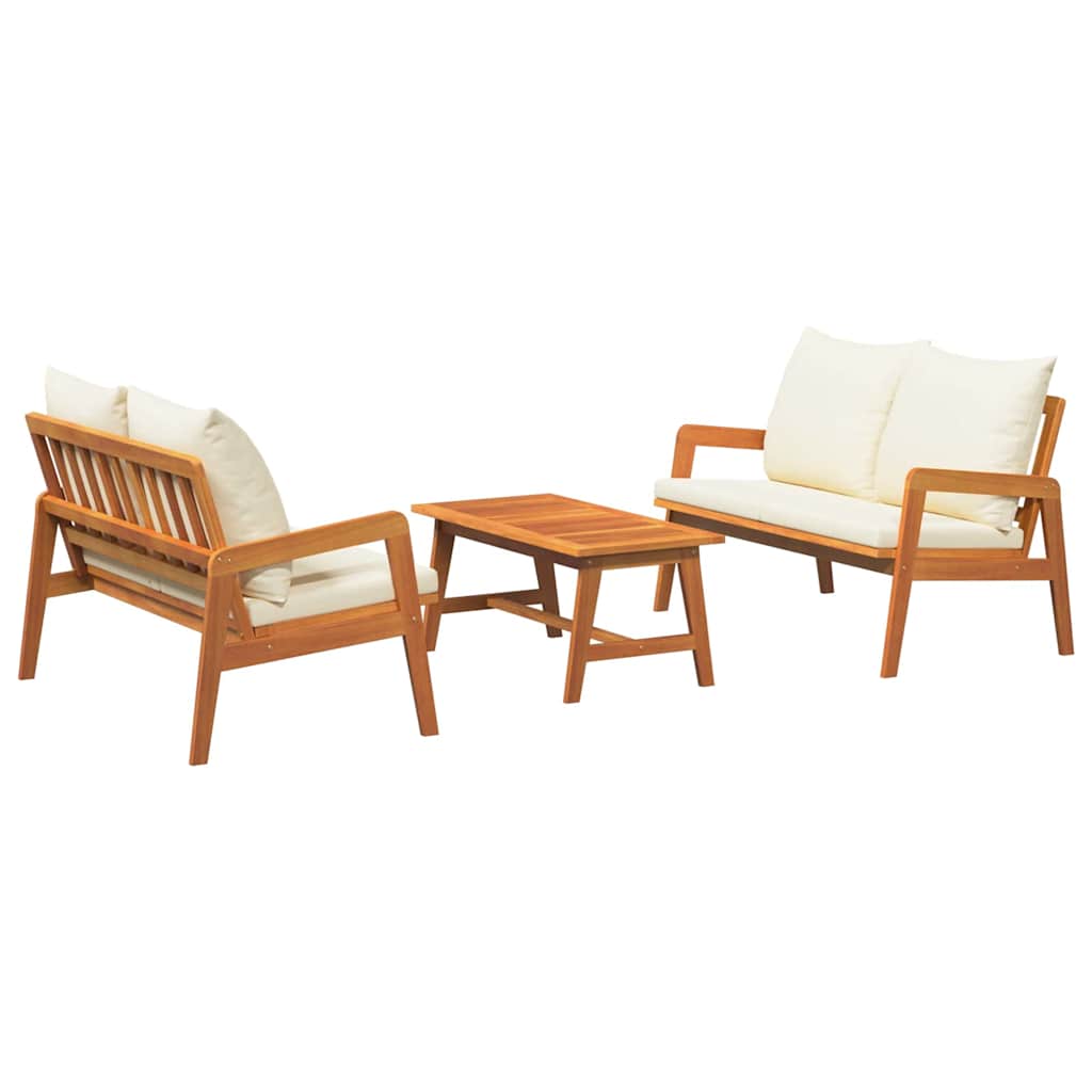Outdoor Bistro Set with Cushions 3 pcs Brown Solid Acacia Wood