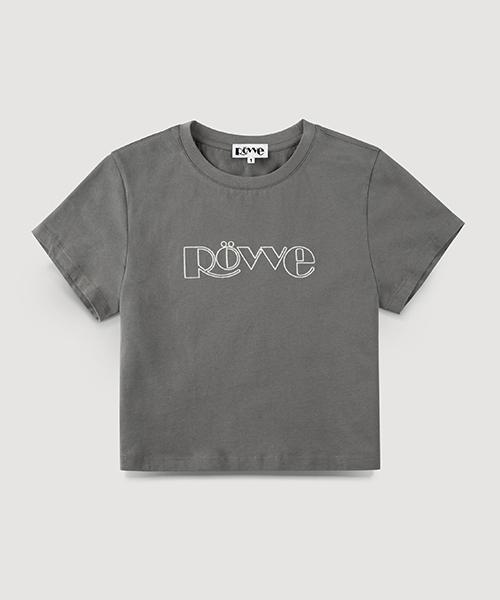 Roeve Cropped Needle Point T-Shirt (Charcoal) Charcoal/Free