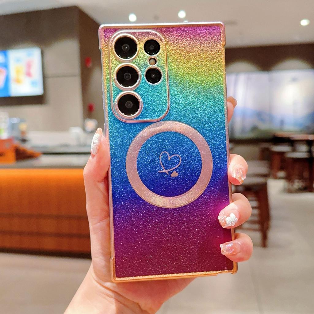 Samsung S25edge Silk Colorful Mobile Phone Case Magnetically Absorbed S24Ultra Side Electroplated Love Shell