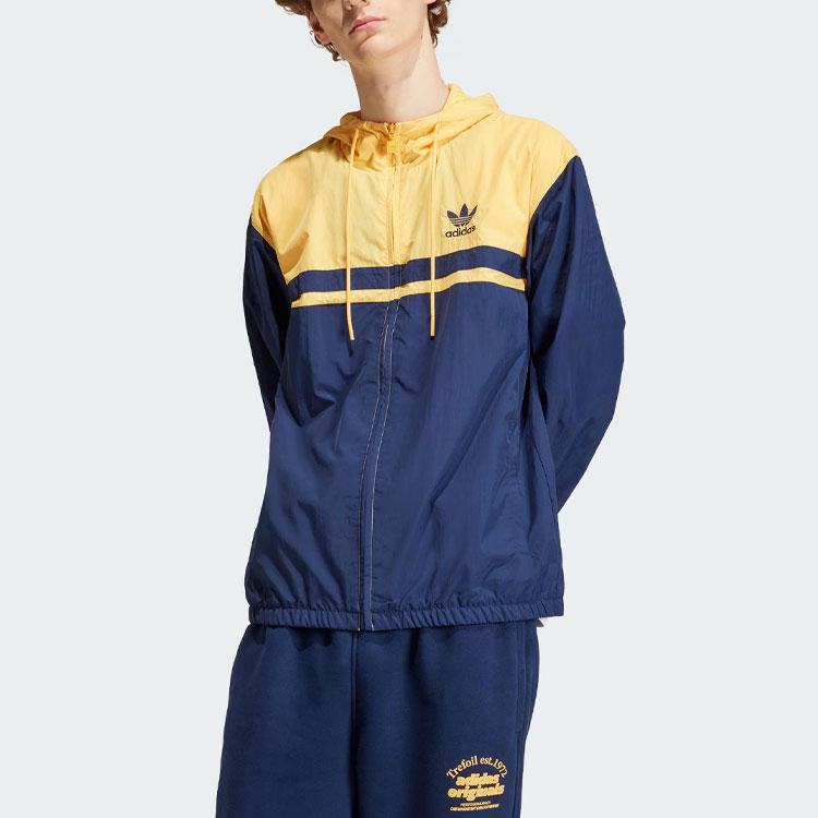 adidas Originals Classics Windbreaker Hooded Jacket Navy Yellow IU0202