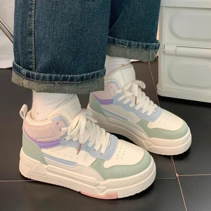 Blue Platform New Trend Sneakers Women's Sports Shoes Vintage Casual Color Blocking Vulcanize Lolita School Boot Female Flats