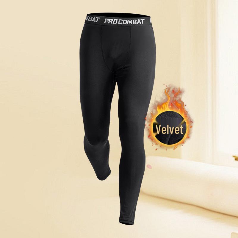 Men's Thermal Base Layer Pants - Winter Warm, High Elastic, Thin Velvet Lined