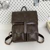 Schoolbag leather travel bag new backpack anti-theft calfskin backpack European and American retro large-capacity autumn and winter bag spot