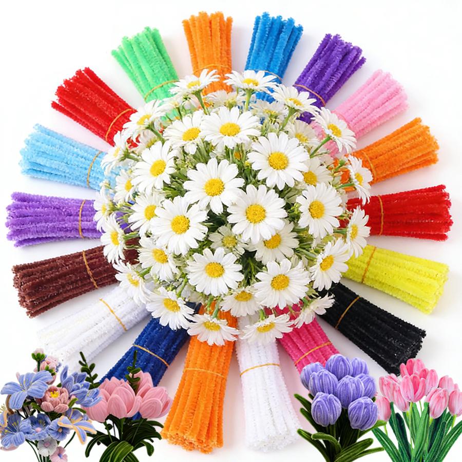 150-350pcs Craft Pipe Cleaners Colorful Chenille Stems for DIY Mom Gift Handmade Flower Bouquet Heart Wreath Holiday Decoration