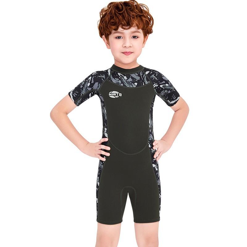 

2.5MM Children s Short-sleeved Diving Suit Men s One-piece Thermal Swimsuit Small Medium-sized Snorkeling Surfing XL сірий