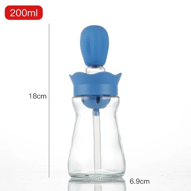 Set di flaconi contagocce e dosatori per olio in silicone 2 in 1 con spazzola in silicone per cucinare, friggere, cuocere al forno, barbecue e pancake.